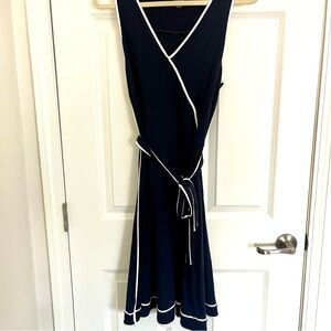 Ann Taylor Blue Fit and Flare Midi Dress